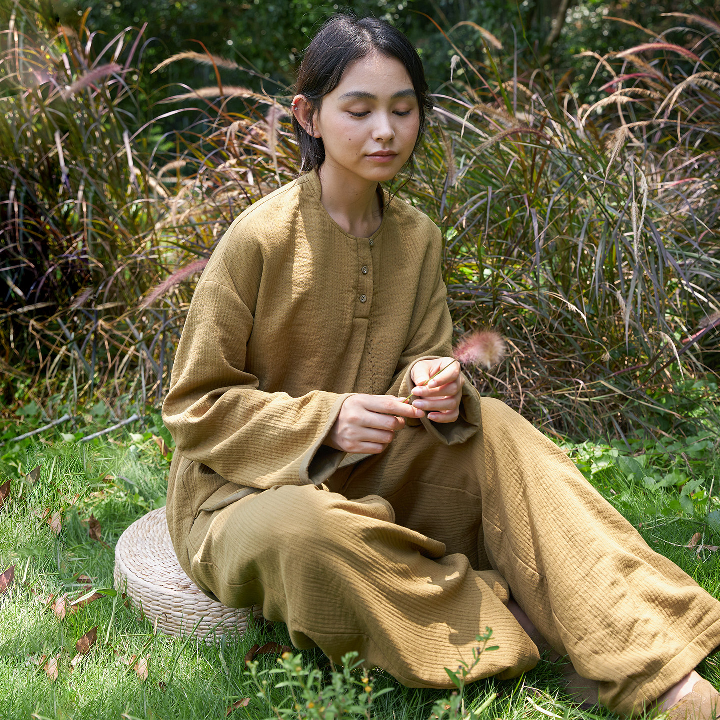 茶之森林小立领睡衣女家居服套装图片