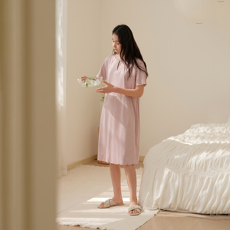 【凉感升级双层丝光棉】朵朵可可夏季纯棉短袖家居服睡裙