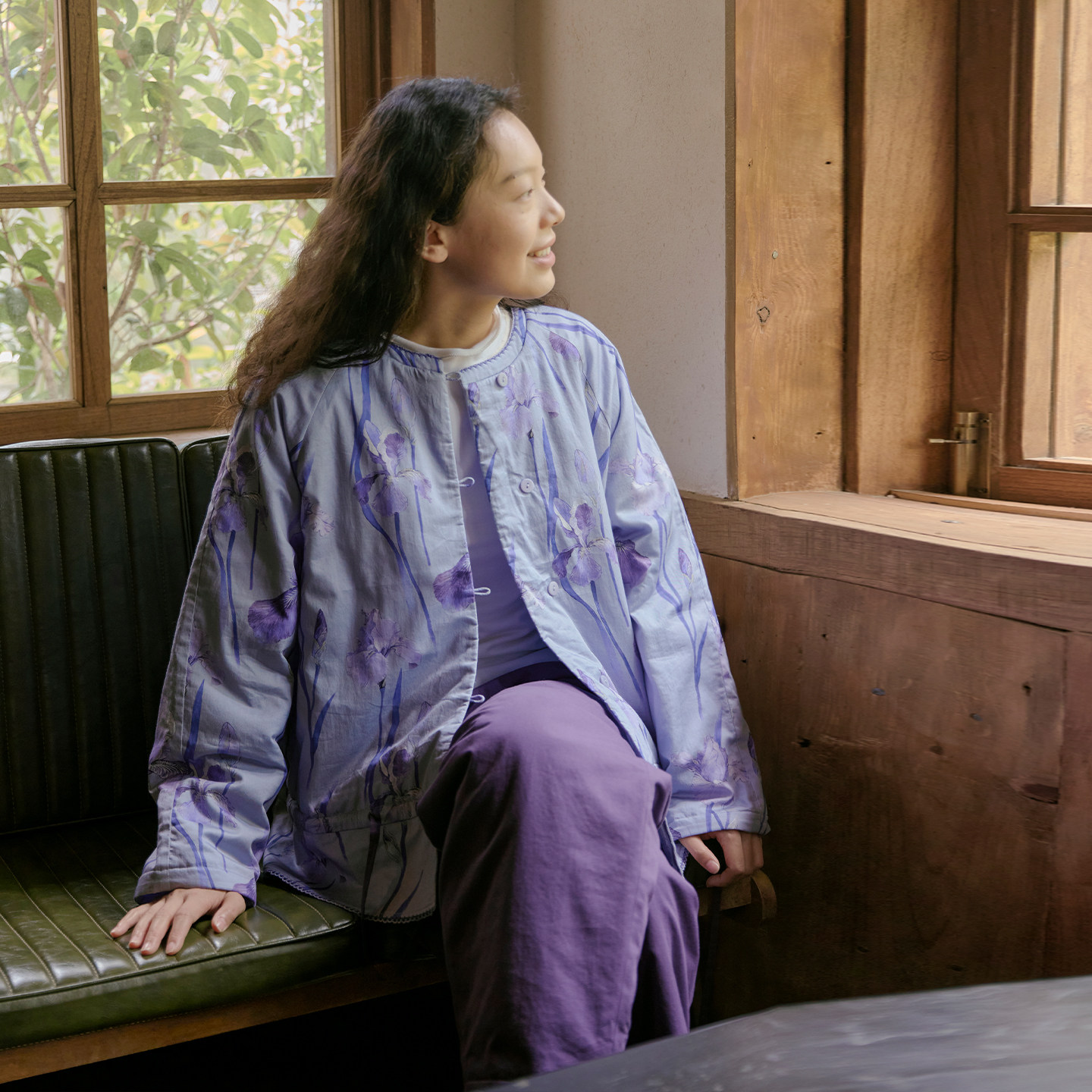 朵朵可可26新款秋冬夹棉睡衣女贡缎印花简约长袖长裤家居服套装