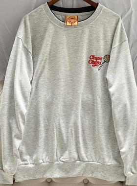 日单尾货男女同款圆领刺绣胶印卫衣25768