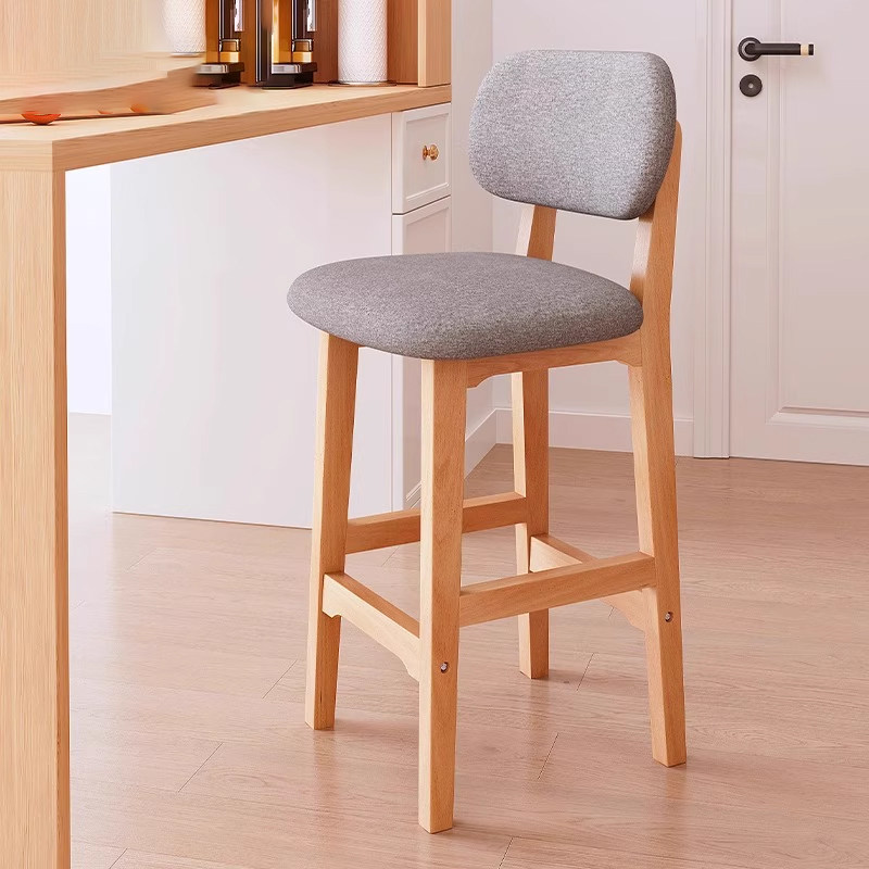 实木吧台椅M09家用吧椅高脚凳前台椅子高靠背岛台凳子收银台吧凳