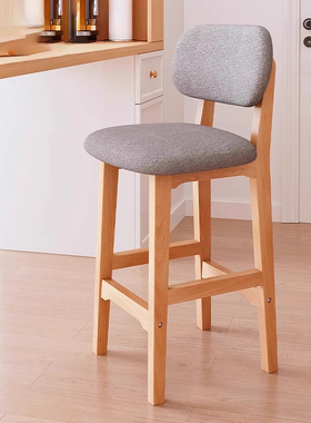 实木吧台椅M09家用吧椅高脚凳前台椅子高靠背岛台凳子收银台吧凳