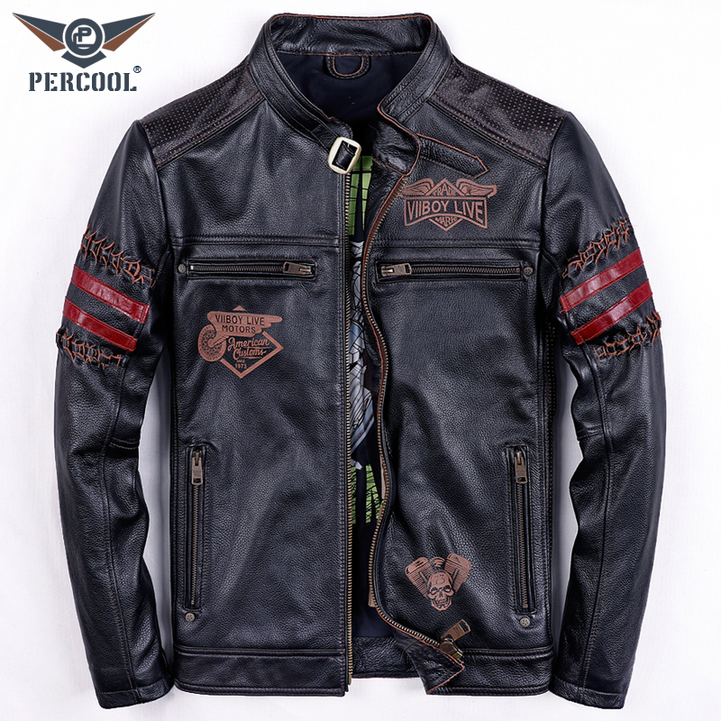 真皮皮衣机车皮夹克帅气男装