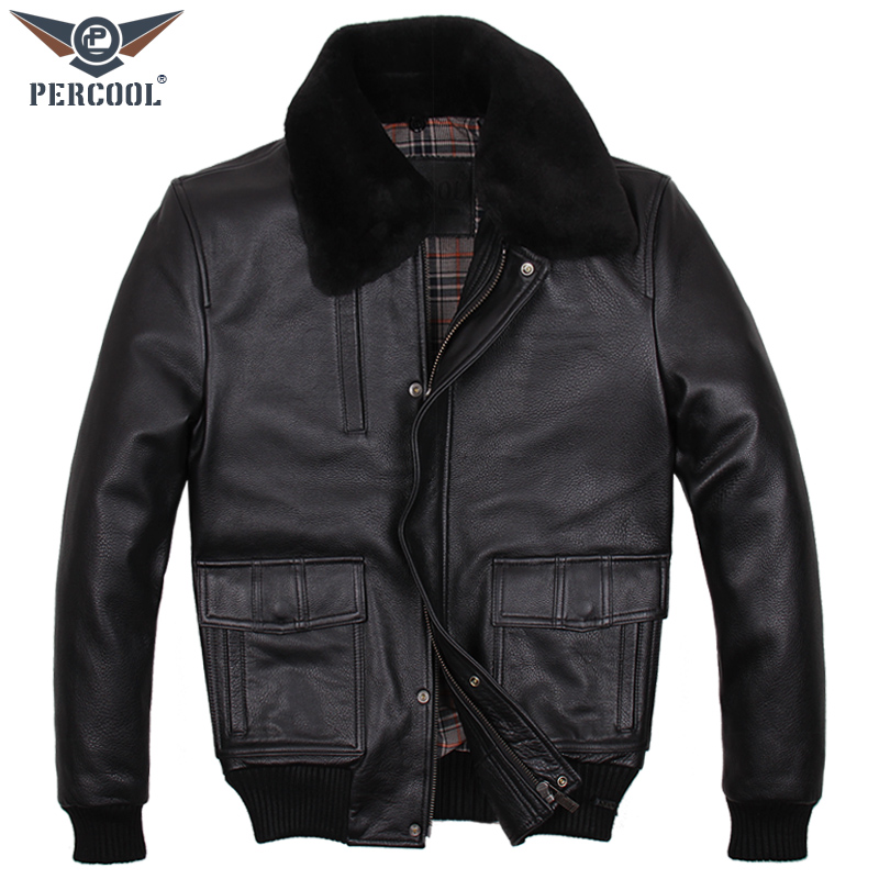 PERCOOL欧美风男士真皮皮衣