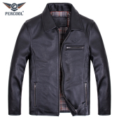 欧美休闲真皮皮衣男中年翻领进口头层厚牛皮皮夹克秋冬大码 皮外套