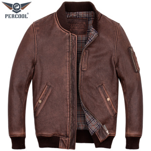 飞行服夹克做旧棒球服外套 头层牛皮M1A1经典 美式 休闲真皮皮衣男士