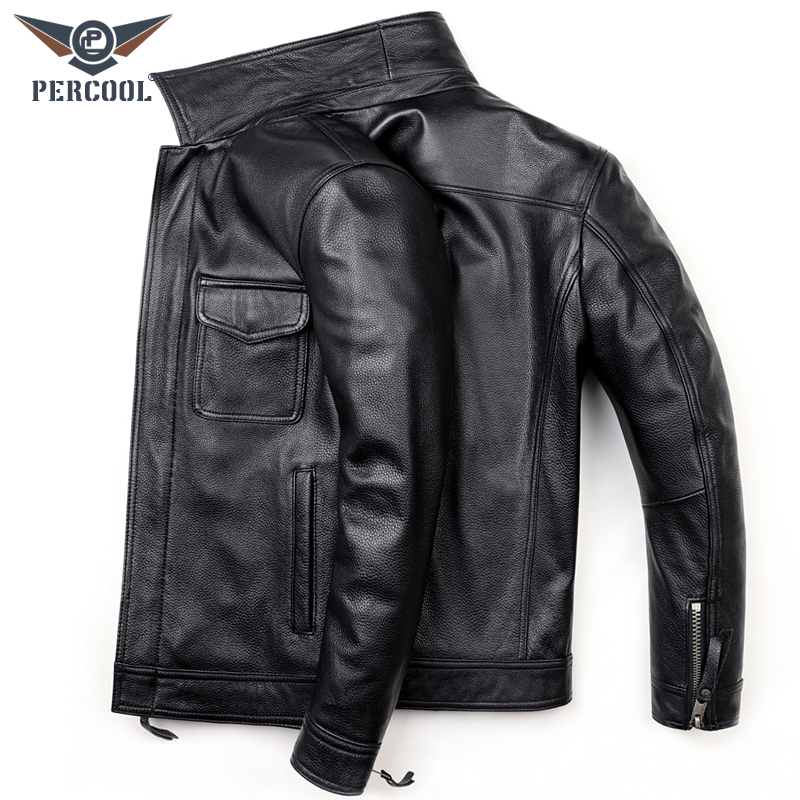 时尚休闲短款真皮皮夹克