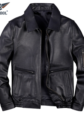 2025新款A2飞行服皮夹克男士头层牛皮真皮皮衣秋冬翻领短款皮外套