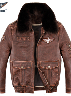 2025新款飞行服皮夹克美式休闲头层牛皮复古做旧机车服真皮皮衣潮