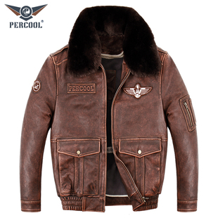 2025新款 休闲头层牛皮复古做旧机车服真皮皮衣潮 飞行服皮夹克美式