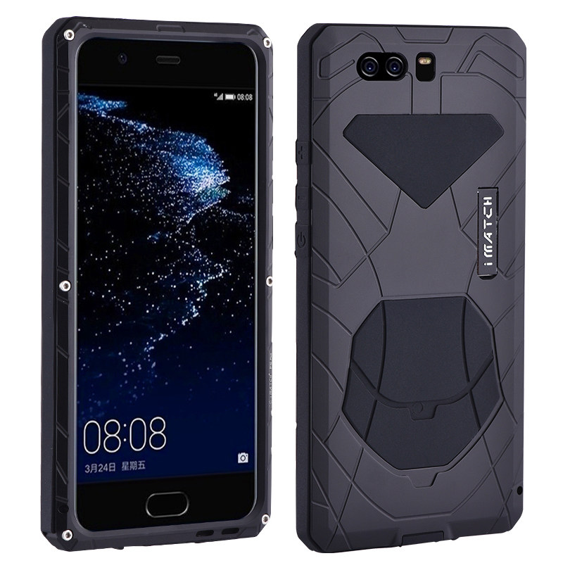 iMatch Water Resistant Shockproof Dust/Dirt/Snow-Proof Aluminum Metal Military Heavy Duty Armor Protection Case Cover for Huawei P10 & Huawei P10 Plus