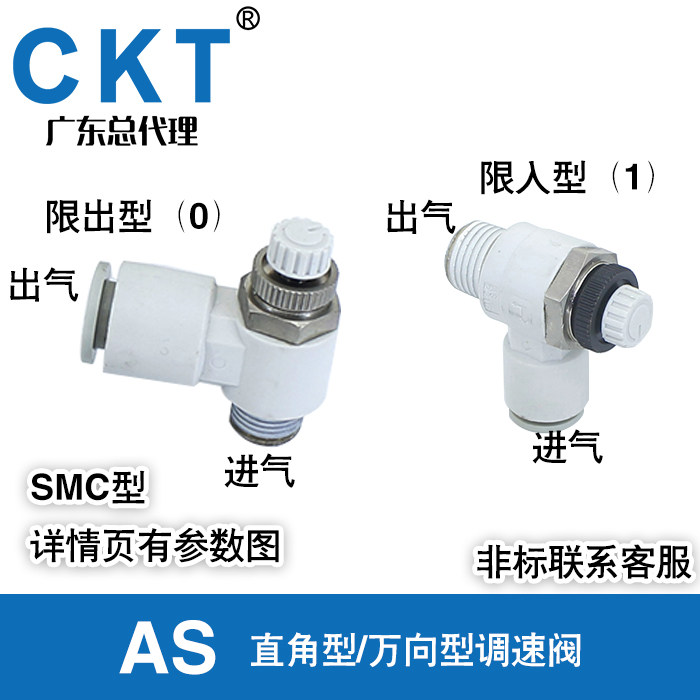 CKT直角弯头型调速阀AS2201F/2211F-01/02-04/06/08/10S SMC型