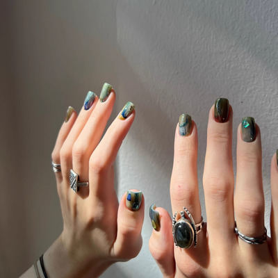 香草山流动艺术纹理自带滤镜美甲