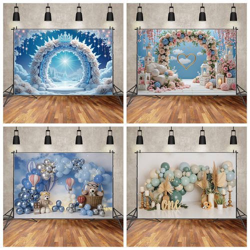 气球拱门生日派对背景布宠物儿童