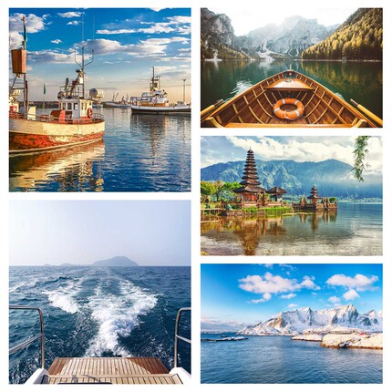 海上船上直播背景布海面湖面主播带货海鲜直播间造景数码墙布挂布