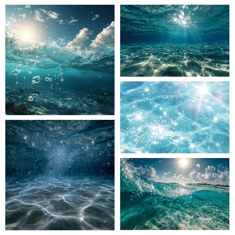 海面拍照背景布水波纹蓝天仿真