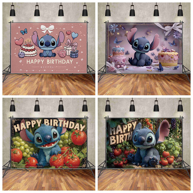 史迪仔星际宝贝生日主题背景布