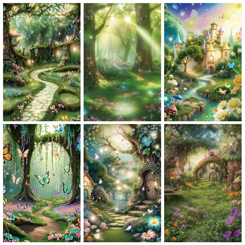 魔法精灵森林花园背景布梦幻森系