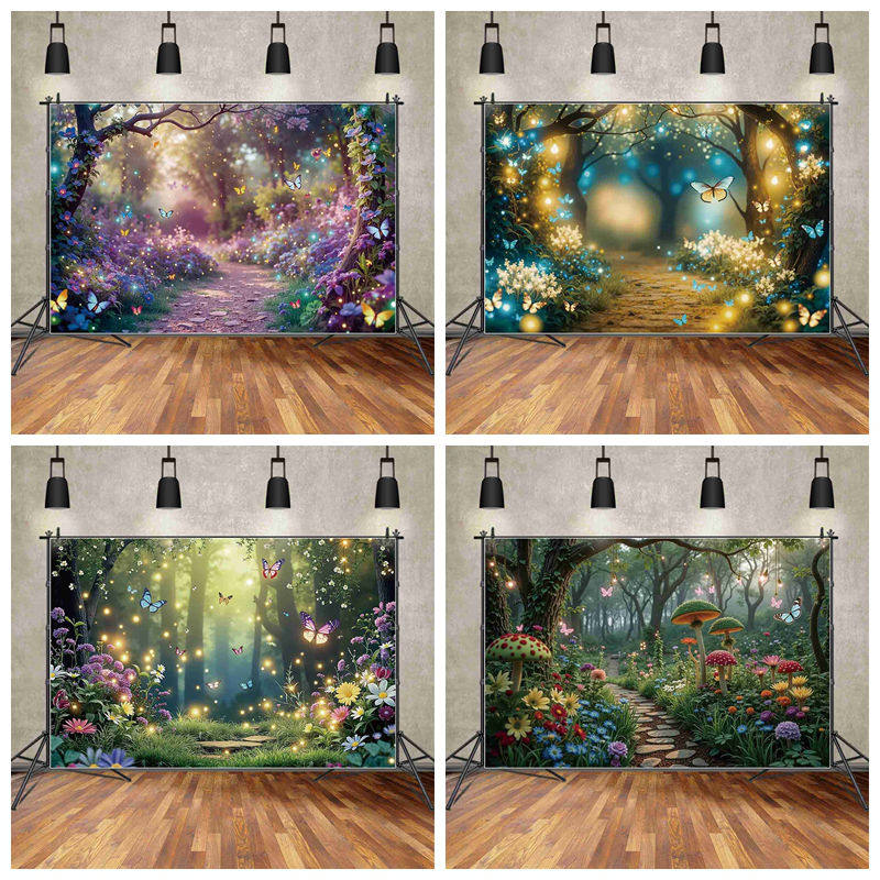 梦幻森林魔法精灵森系仙子背景布