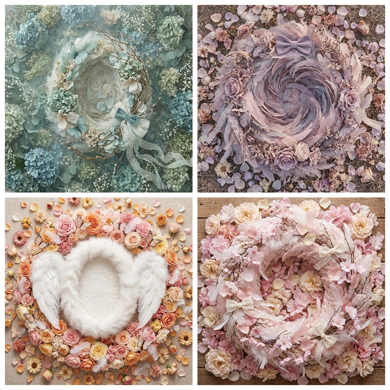 花朵百天宝宝写真背景布梦幻儿童