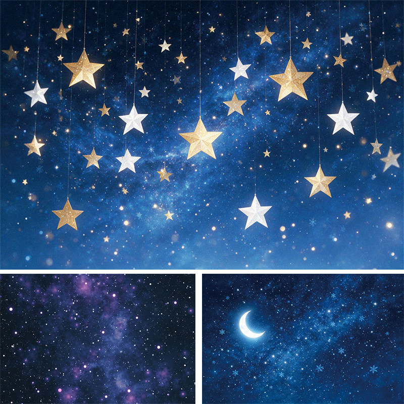 星空背景布夜景蓝色紫色夜空