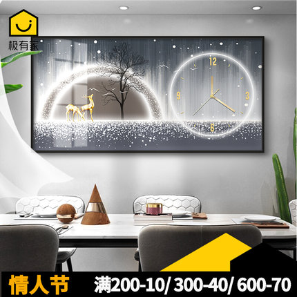 电表箱装饰画带钟表大尺寸空开关盒配电I箱闸箱遮挡画餐厅时钟挂