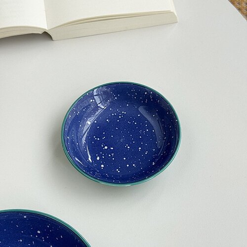 小清醒ins风格蓝色星空陶瓷碟子家用餐具闪亮亮片小碗碟