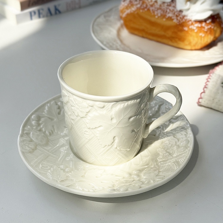 北欧浮雕水果边咖啡杯茶杯宫廷印花陶瓷菜盘子水果盘餐具