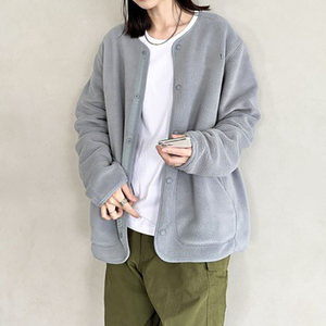 张晓沫日系24秋冬新品刺绣字母摇粒绒保暖开衫空调外套女