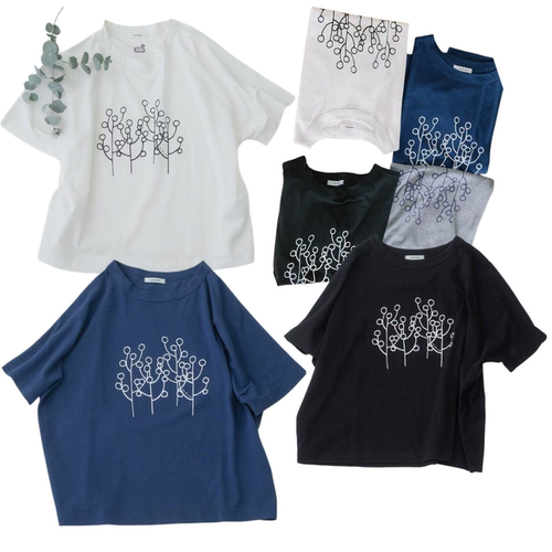日系新品nop树叶印花后背刺绣天鹅纯棉短袖T恤百搭上衣女