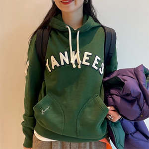 张晓沫日系秋冬beams联名全刺绣字母华夫格连帽卫衣百搭上衣女