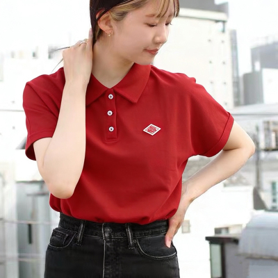 日系新品danton三粒扣翻领短袖T恤百搭上衣女