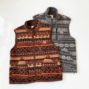 日系新品danton费尔岛摇粒绒马甲拉链半高领叠穿上衣女