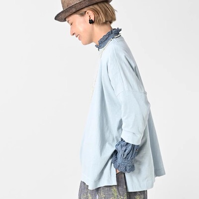 日系25秋冬新品宽松竹节棉7分袖T恤百搭上衣女CC45