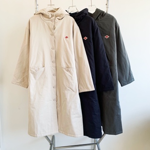 日系新品danton简约百搭加厚双口袋连帽棉服风衣外套女