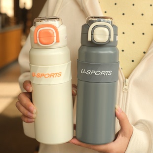 316不锈钢保温水杯男大容量带吸管初中生上学专用高颜值2025新款