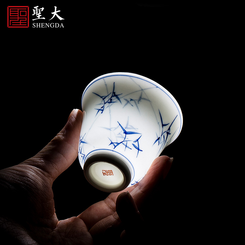 限9000张券圣大陶瓷主人杯手绘竹影全功夫茶杯