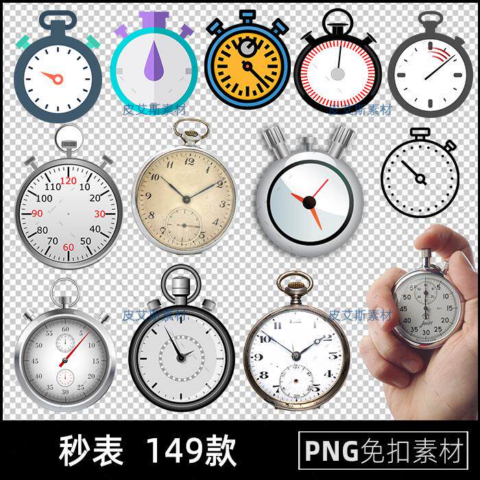 秒表png免扣图复古怀表计时器透明背景免抠PS设计素材
