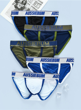 男士内裤弹力网孔舒适透气性感高叉青年三角裤aussiebum