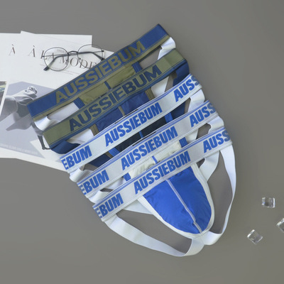 aussiebum新款男士后镂空小网孔低腰性感内裤青年双丁字裤