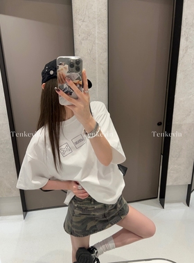 十一石 随性holidays 圆领印花短袖t恤女夏宽松显瘦纯棉百搭上衣