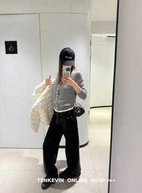 十一石 冬日神裤!加绒加厚复古阔腿牛仔裤女宽松显瘦直筒休闲裤II