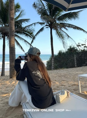 十一石 出街首选  圆领印花T恤女小个子宽松显瘦长袖套头上衣II