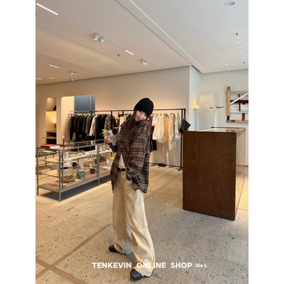 好版型复古浅卡其灯芯绒休闲裤