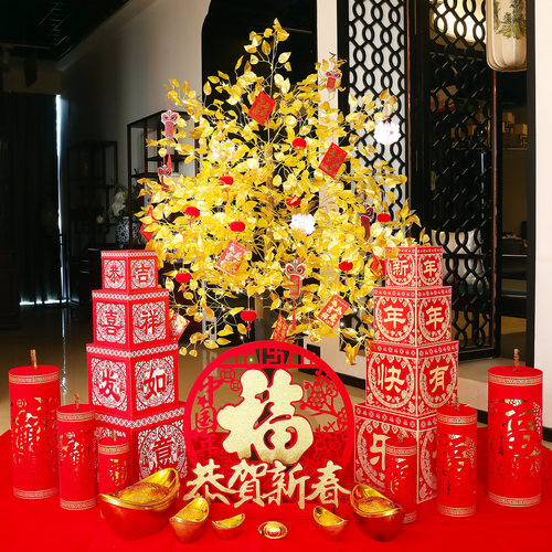 马年新年装饰品场景布置摆件堆头