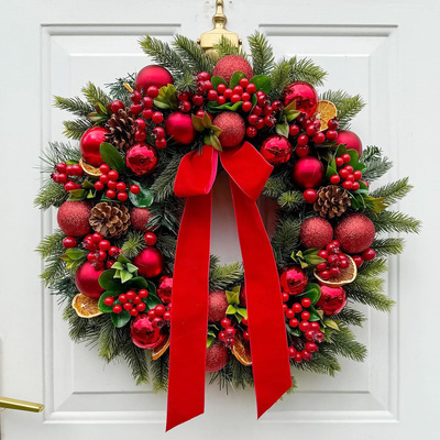 圣诞装饰品50CM圣诞花环2.7米圣诞节藤条门饰门挂壁挂80cm圣诞圈
