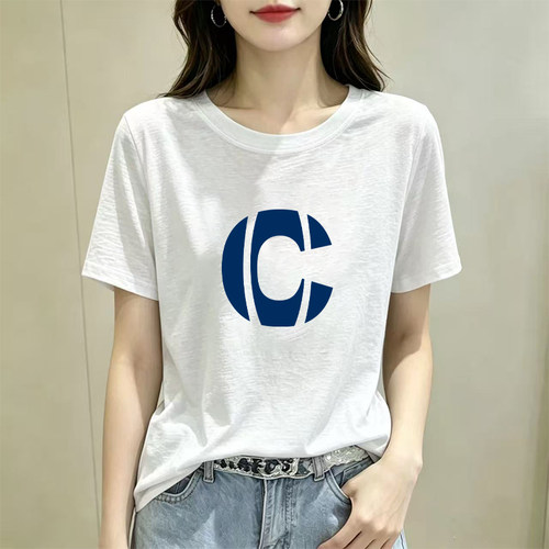 白色雪花棉圆领短袖t恤女装夏季新款时尚百搭大码宽松打底衫上衣