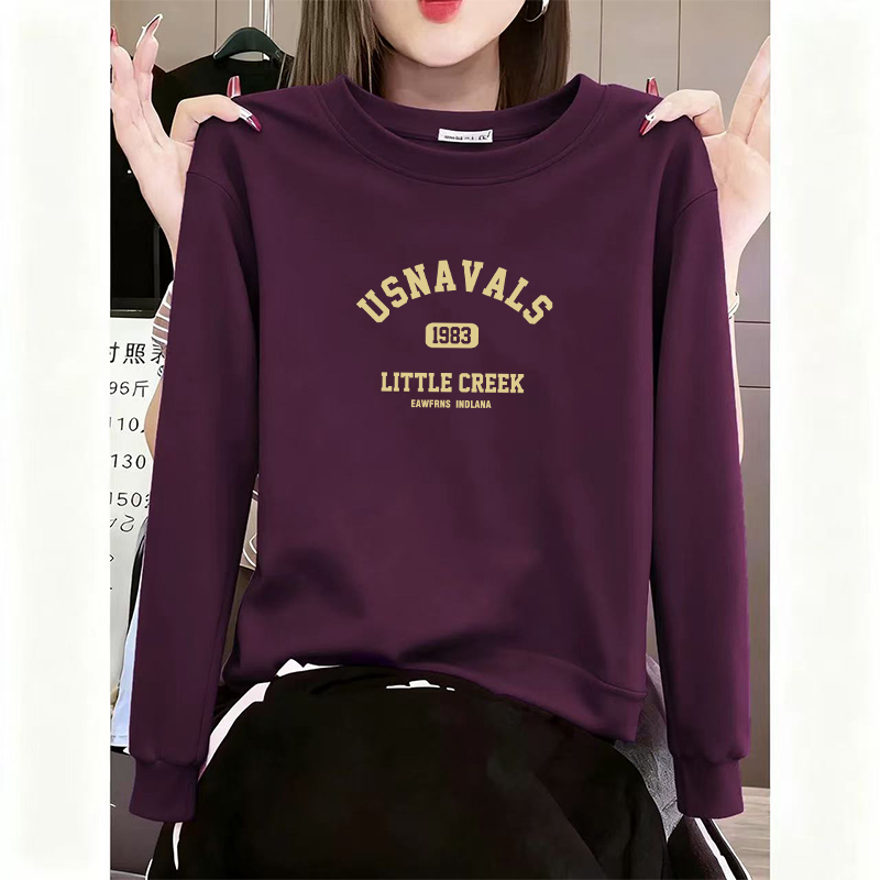 德绒保暖长袖T恤女秋冬新款时尚字母印花修身显瘦打底衫加绒上衣