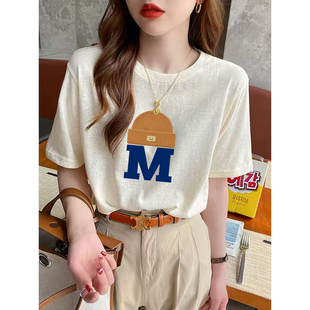 t恤女时尚 2026夏季 新款 雪花棉圆领短袖 宽松显瘦胖mm体恤上衣 大码