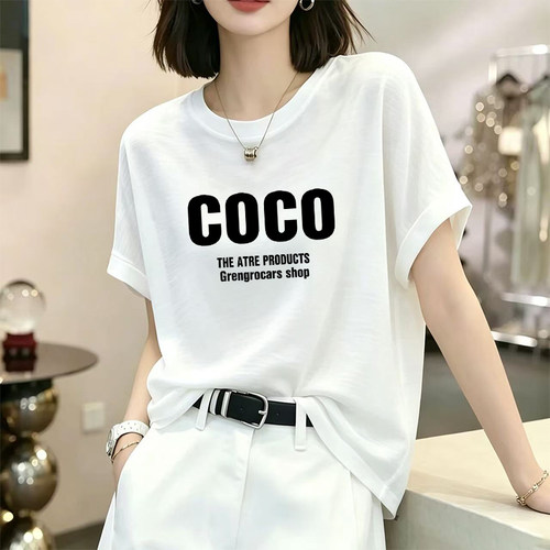 2026夏季新款竹节棉短袖t恤女洋气休闲大码宽松显瘦纯棉圆领上衣